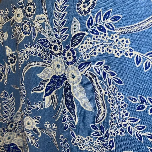 Coldwater Creek Women's Jacket Size S Petite Blue Floral Button Up Long Sleeves - Picture 11 of 12